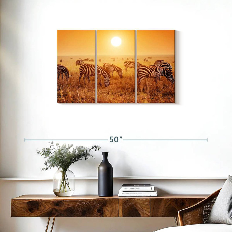 Brampt Zebra Herd Sunset, 20" H x 33" W
