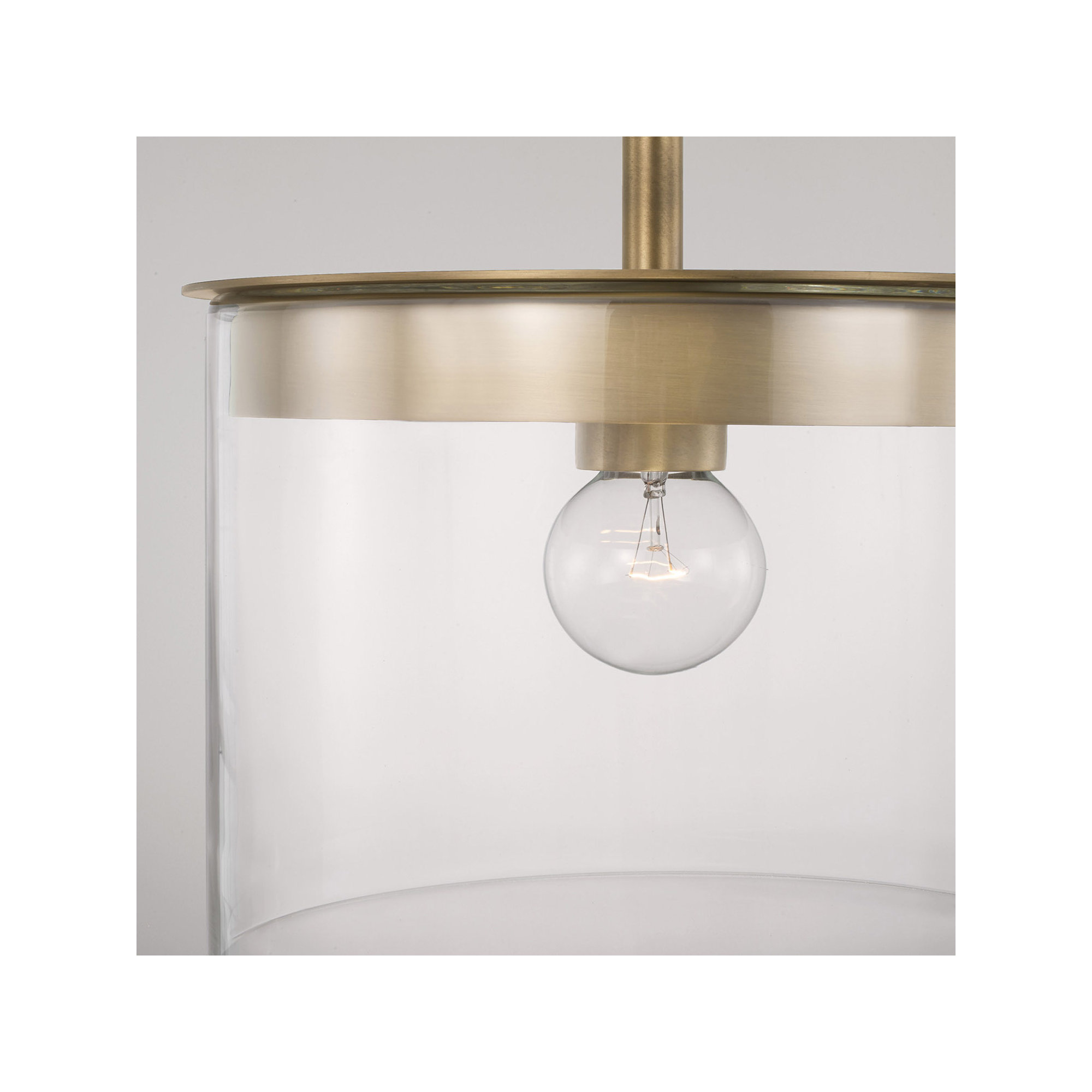 Elstone Single Light Glass Dimmable Pendant, Aged Brass