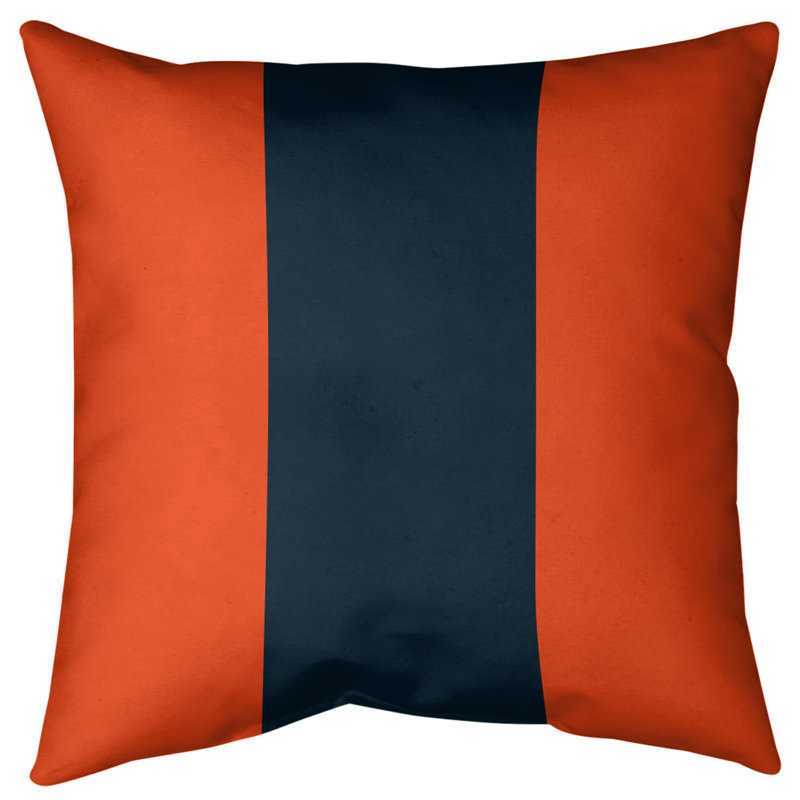 Housse de coussin, 16 po x 16 po, Orange et bleu marine, Sergé de coton
