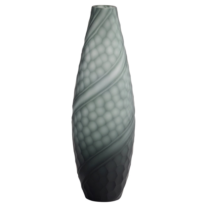 Solano Handmade Glass Table Vase, Gray, 15.25" H x 5" W x 5" D