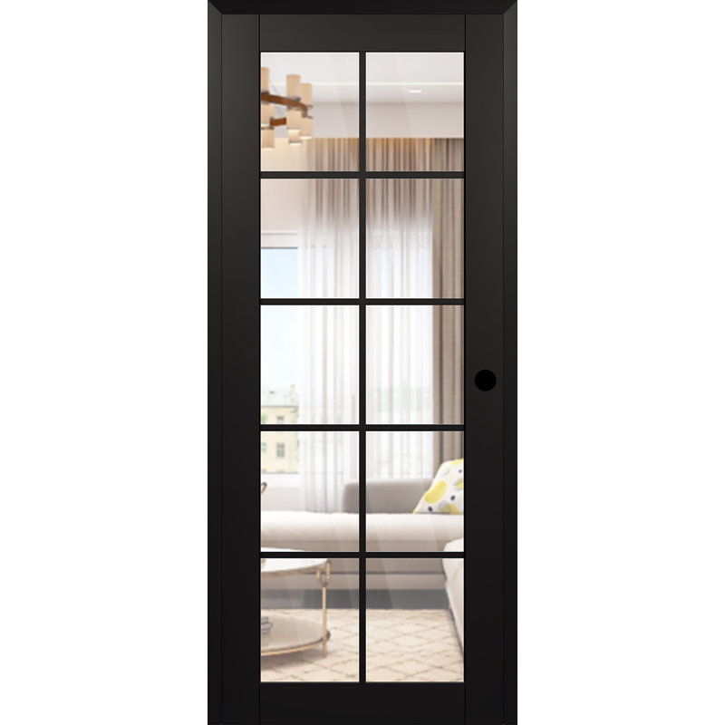 Intérieur en verre manufacturé Avon 10 Lite facile à faire soi-même comme une porte pré-montée, Noir mat, Gauche