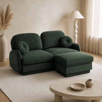 137-Inch Oversize Chenille L-Shaped Sofa with Movable Ottoman, Deep Seat, Quilted Back Cushions, Recessed Legs, and Modular Flexibility for Living Rooms.