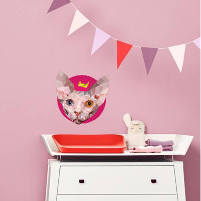 Décalcomanie murale polygonal Sphinx chat