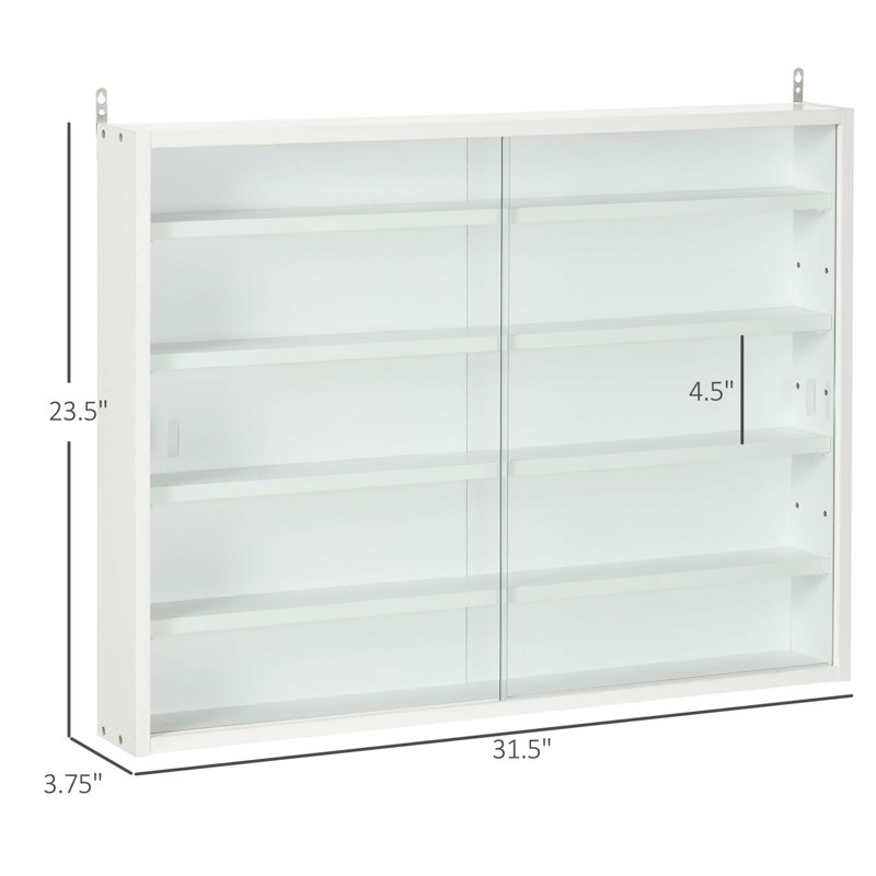 5-Tier Wall-Mounted Display Cabinet With 2 Glass Doors And Adjustable Shelves, Perfect For Collectibles And Decor