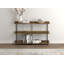 Console industrielle de 34 pouces, canapé-lit étroit à 3 niveaux avec tablettes, finition en bois récupéré et cadre en métal noir pour le vestibule, le couloir