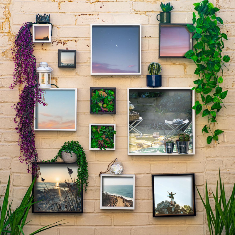 Bevelled Shadow Box Picture Frame with Mat, 16.5cm H x 16.5cm W x 6cm D, White/White