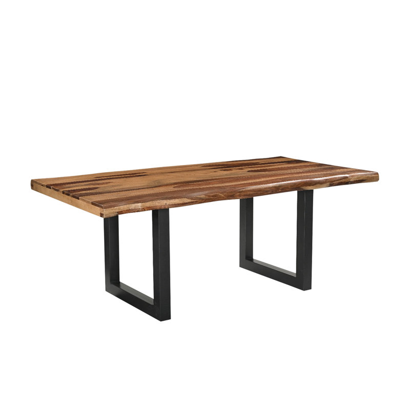 Solid Wood Top Metal Base Dining Table