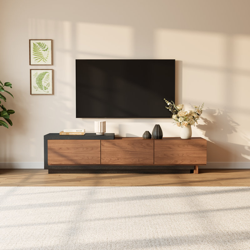 Modern 78.74"-103" Extendable TV Stand  With Storage Drawers , Black/Walnut