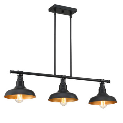 Lustre suspendu 3 lumières avec finition noir mat