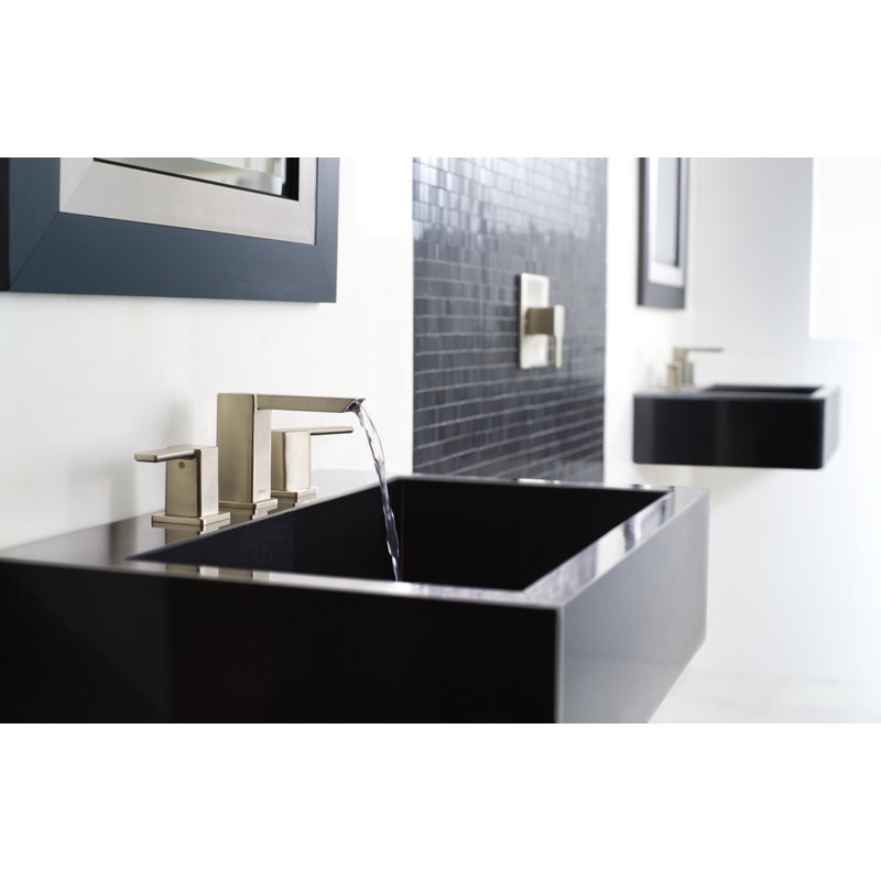 Moen 90 Degree 8 in. Widespread 2-Handle Mid-Arc Bathroom Faucet Trim Kit (Valve Not Included), Brushed Nickel