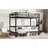 Full Over Full Size Pull-Out Metal Bunk Bed, Lower Bunk Can Be Pulled Out In Three Sections, Top Bunk Equipped With Safety Rails, Black.-570130264