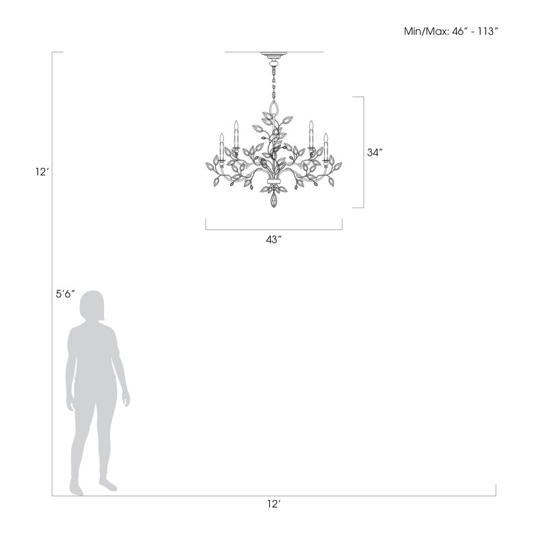 Lustre rond en cristal Crystal Laurel, Argent