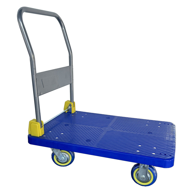 Capacity Foldable Hand Truck Dolly, 34.2" H x 19.1" W x 28.3" D, Blue/Silver/Yellow