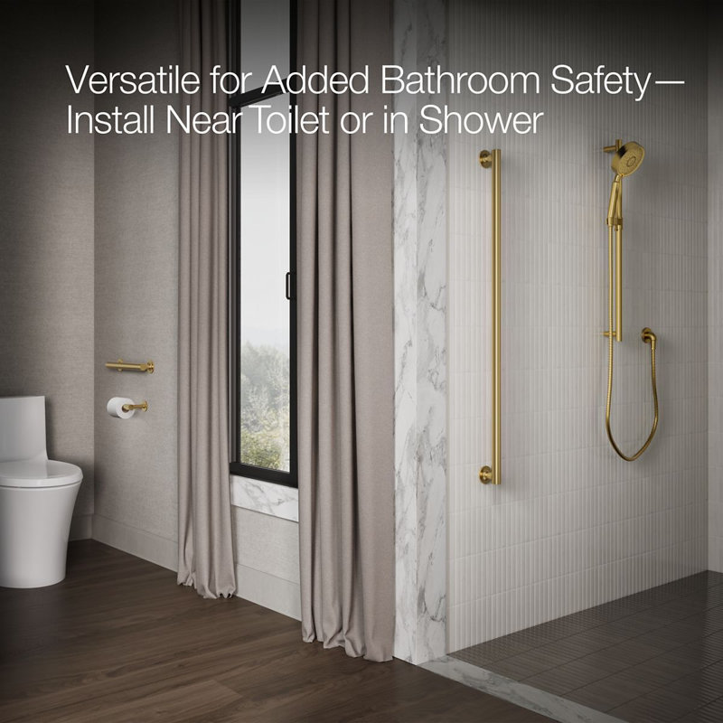 Purist® Grab Bar, 12"W, Vibrant Brushed Moderne Brass