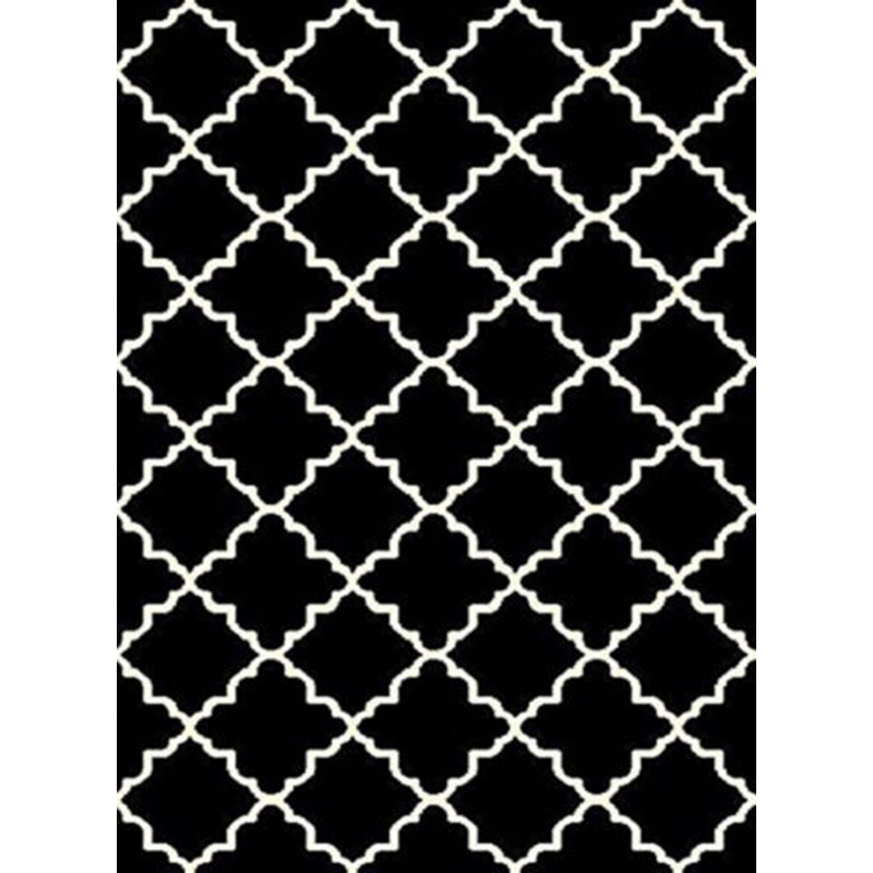 Tapis noir / blanc Ikat, Rectangle 3 pi 3 po x 5 pi 6 po