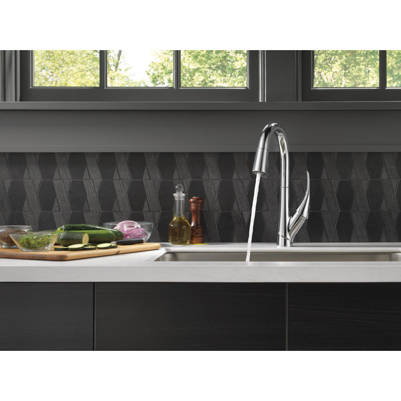 Esque Pull Down Single Handle Kitchen Faucet, Chrome