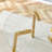 5-Piece Round Glass Dining Set, Gold Metal Legs & Ribbed Faux Leather Chairs-1890249306-1890444221