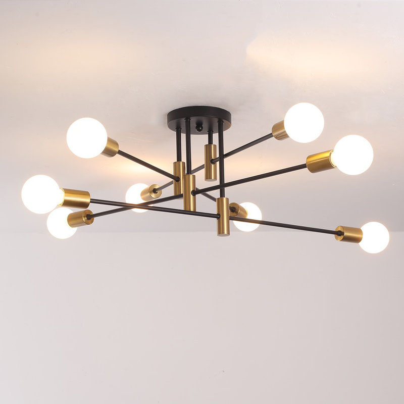 Cashon 8 -Light 81cm Semi Flush Mount, Black/Gold