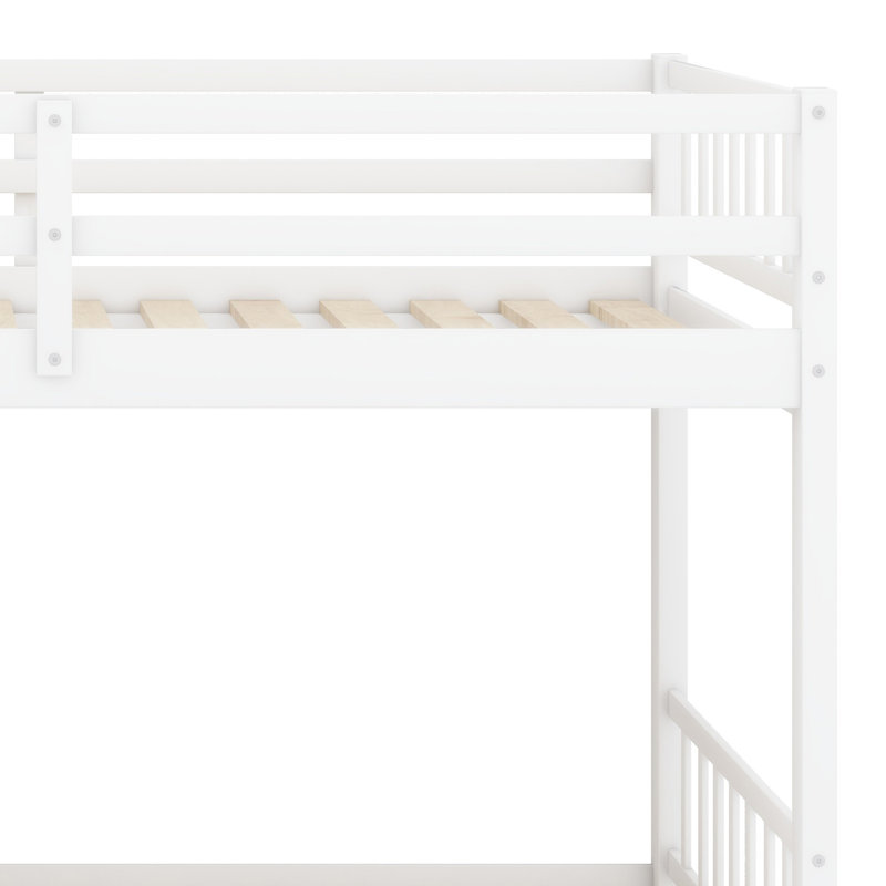 Floor Bunk Bed With Storage, White