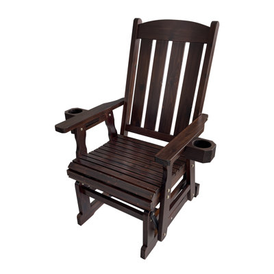 Wooden Patio Glider for One Person, with High Back and Deep Contoured Seat by Red Barrel Studio