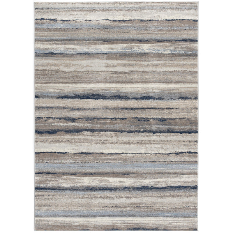 Rug Branch Rimal 2' x 3' (2'3" x 3'3") Blue/Brown Abstract Indoor Doormat Rug, Contemporary, Low Pile, Stain-Resistant Entry Carpet - Front Door, Mudroom, Hallway and Kitchen