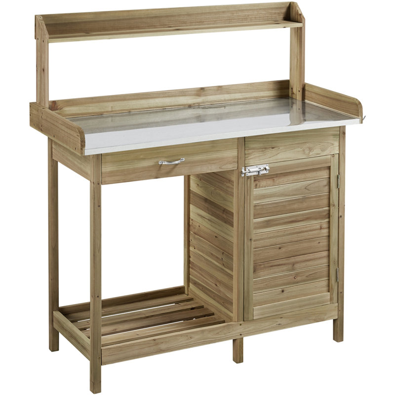 Table de travail en métal pour l'extérieur, Vert clair