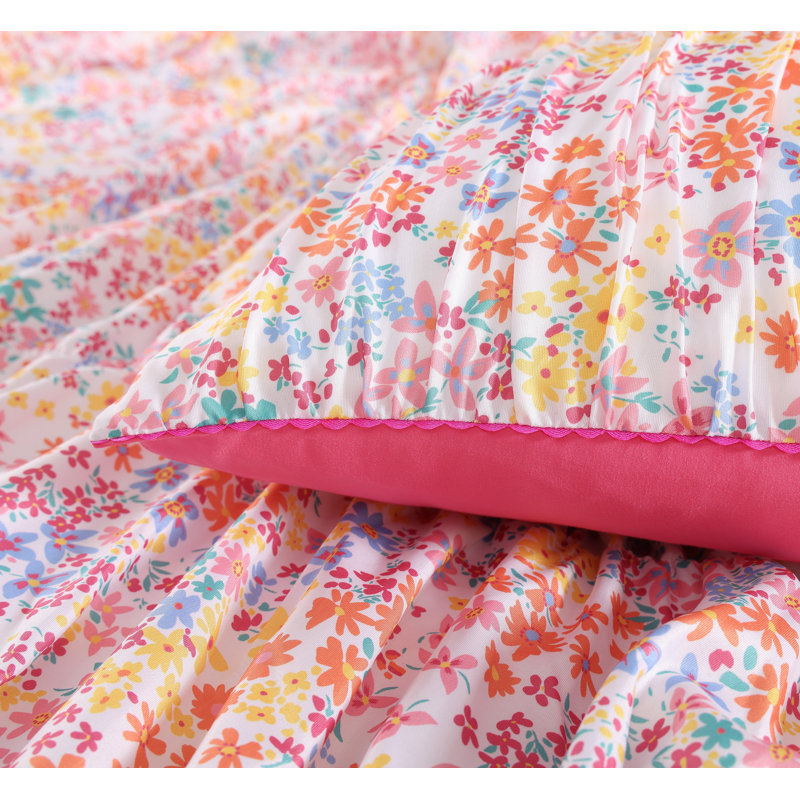 Ensemble d'édredon en microfibre rose Garden Posies, Édredon simple + 2 pièces supplémentaires