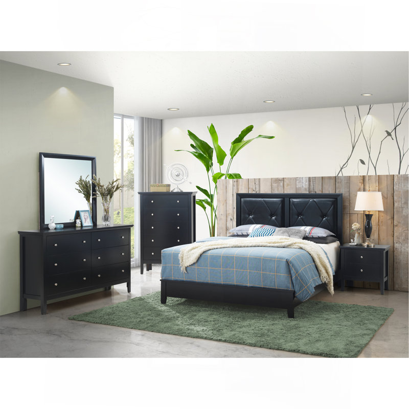 Stylish Transitional Queen Bed In Black