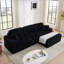 Canapé modulaire en L en velours côtelé modulaire moderne convertible en lit, noir peu encombrant | Noir | Mousse-1768173103-1768173100
