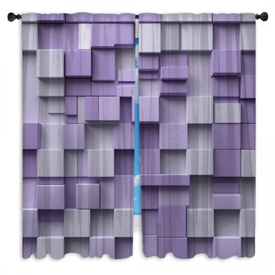 Arrangement de cubes de fenêtre mauve à carreaux obscurcissant et obscurcissant - 2 panneaux