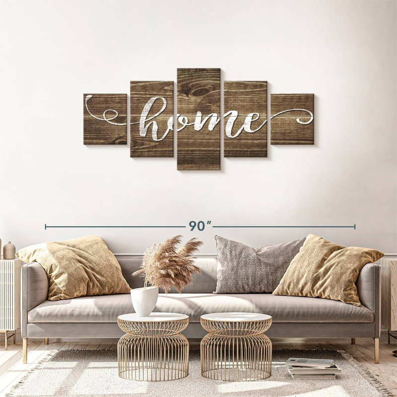 Home Typographie 5 pièces, H 68 po x l 30 po x P 1,25 po