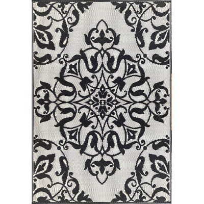 Black/White Indoor/Outdoor Area Rug - Reversible, 100% Recycled Material, Fade Proof