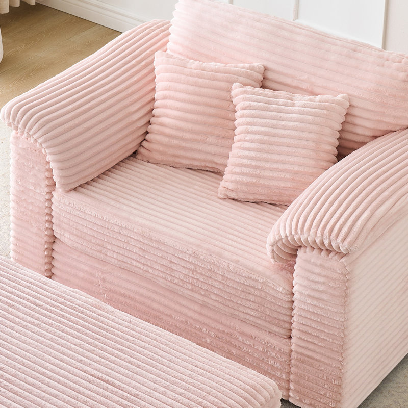Canapé simple rembourré surdimensionné de 47 po avec repose-pieds profond et repose-pieds de rangement convenant au salon, à la chambre à coucher et au salon