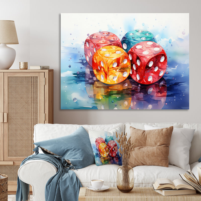 «Casino Royale Dice I», art mural sur toile, jeux de casino, Toile tendue, H 24 po x l 32 po x P 1 po
