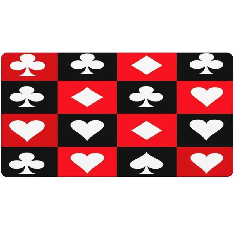 Tapis de souris quadrillé avec les symboles Cœur, Carreau, Trèfle et Pique, motif Poker, 15,7 x 31,5 pouces