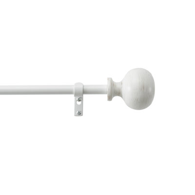 Bergen Rod And Finial Set, 36'' - 66'',White Washed Wood