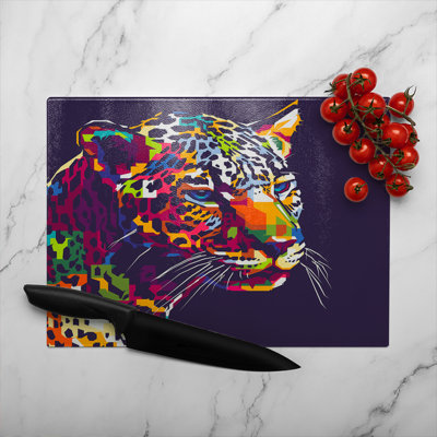 leopard face with pop art style Designer Glass Chopping Board