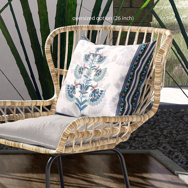Housse et insert de coussin décoratif en polyester, 16 po x 16 po, Bleu et noir