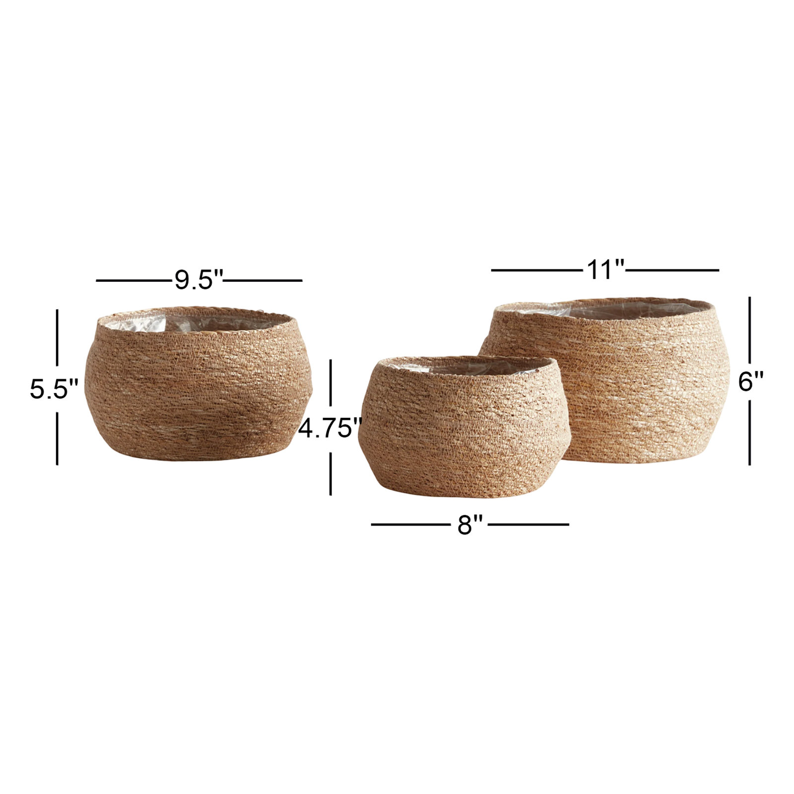 Handwoven Seagrass Storage Bin Set