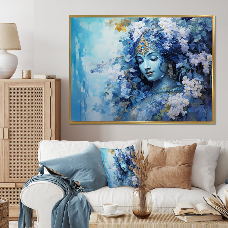 L'hindouisme Varunas Watery Wisteria I - impression, Cadre flottant doré, H 30 po x l 40 po x P 1,5 po