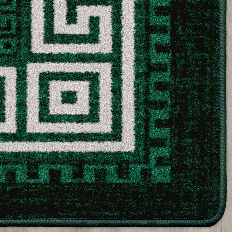 Residency Andros Key Emerald Traditional Greek Area Rug, Rectangle 3'10" x 5'4"