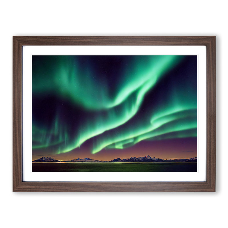 An Amazing Aurora Borealis - Single Picture Frame Print, Walnut, 46cm H x 64cm W x 2cm D