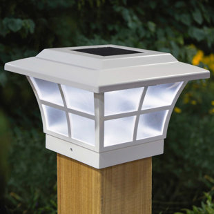 Prestige Solar Powered Integrated LED Fence Post Cap Light 4 in. x 4 in. with Base Adapter Included