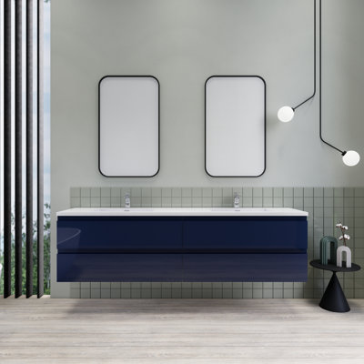 Ensemble de meuble-lavabo double 84 po Alfret Ivy Bronx