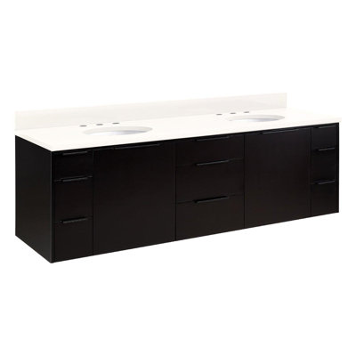 72" Dita Double Bathroom Vanity Set with Oval Undermount Sinks