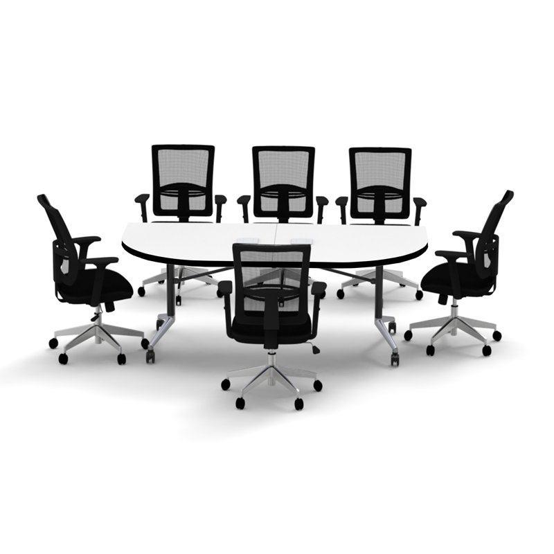 Ensemble de table rectangulaire modulaire à roulettes avec chaises roulantes et panneau de modestie L 72 po