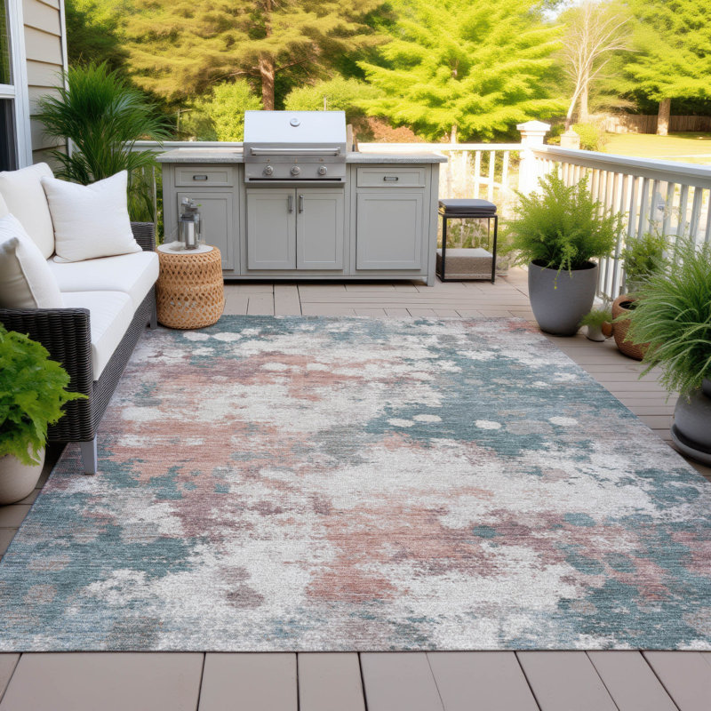 Tapis corail Xhevrie intérieur / extérieur lavable à la machine, Rectangle 10 pi x 14 pi