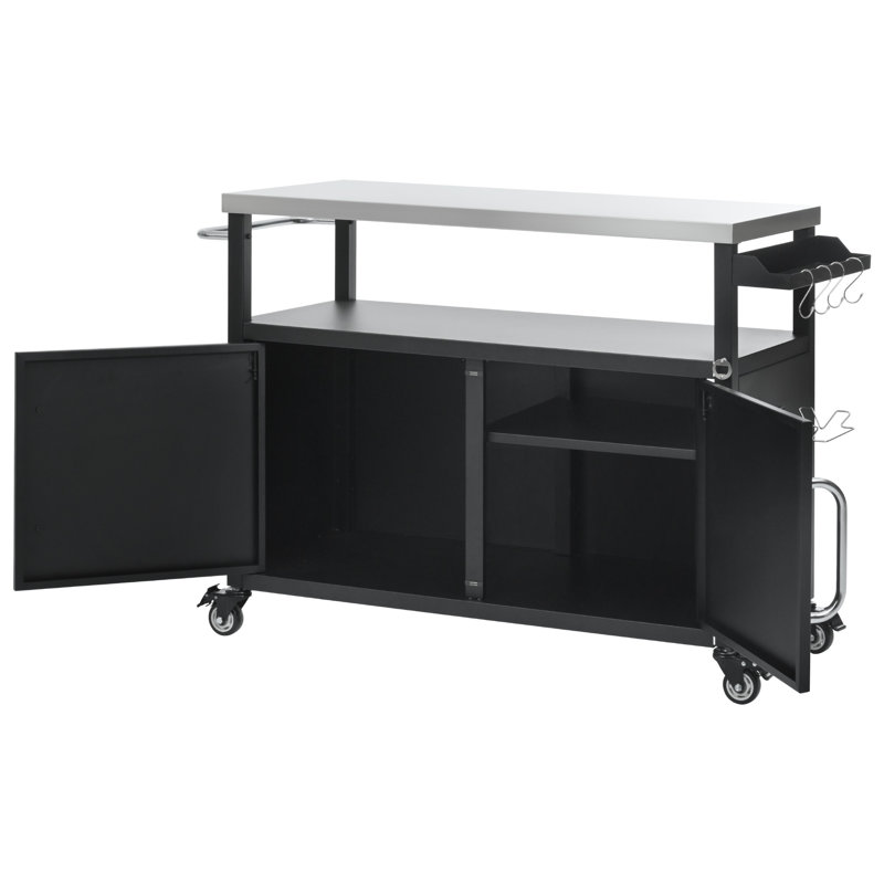 54.5" Outdoor Kitchen Island With Stainless Steel Tabletop