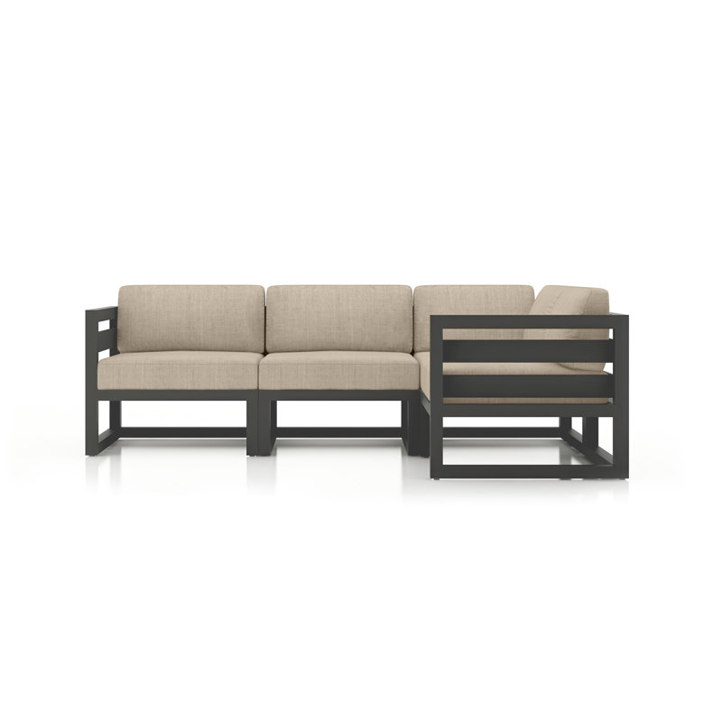 Avion 4 Piece Sectional Set, Canvas Flax Sunbrella® Canvas, Slate