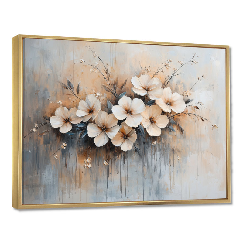 Espinosa doré, blanc, jardin, fleurs, violettes II - Violettes, art mural, H 12 po x l 20 po, Picture Framed, Doré
